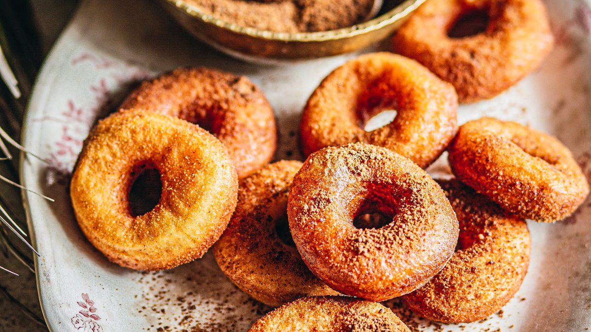 Mini date doughnuts with spiced date sugar