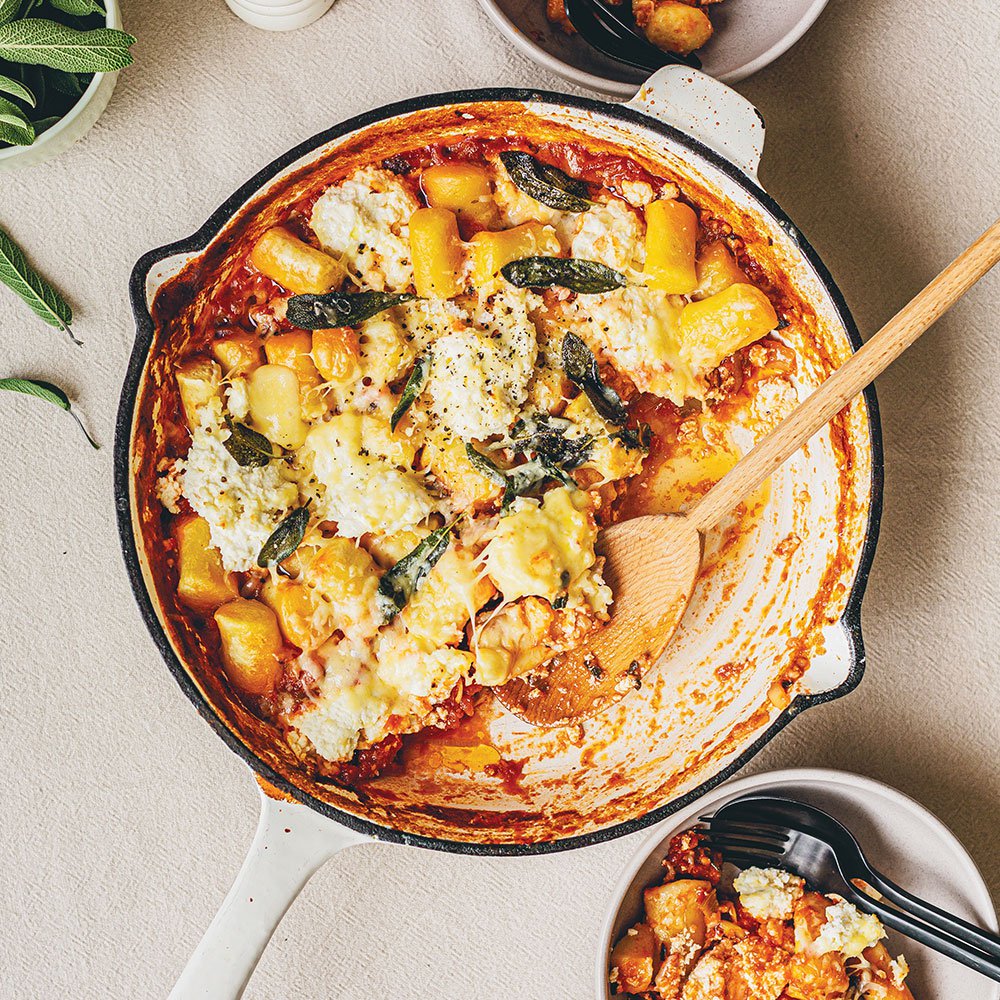 Ricotta, spinach and sage baked gnocchi