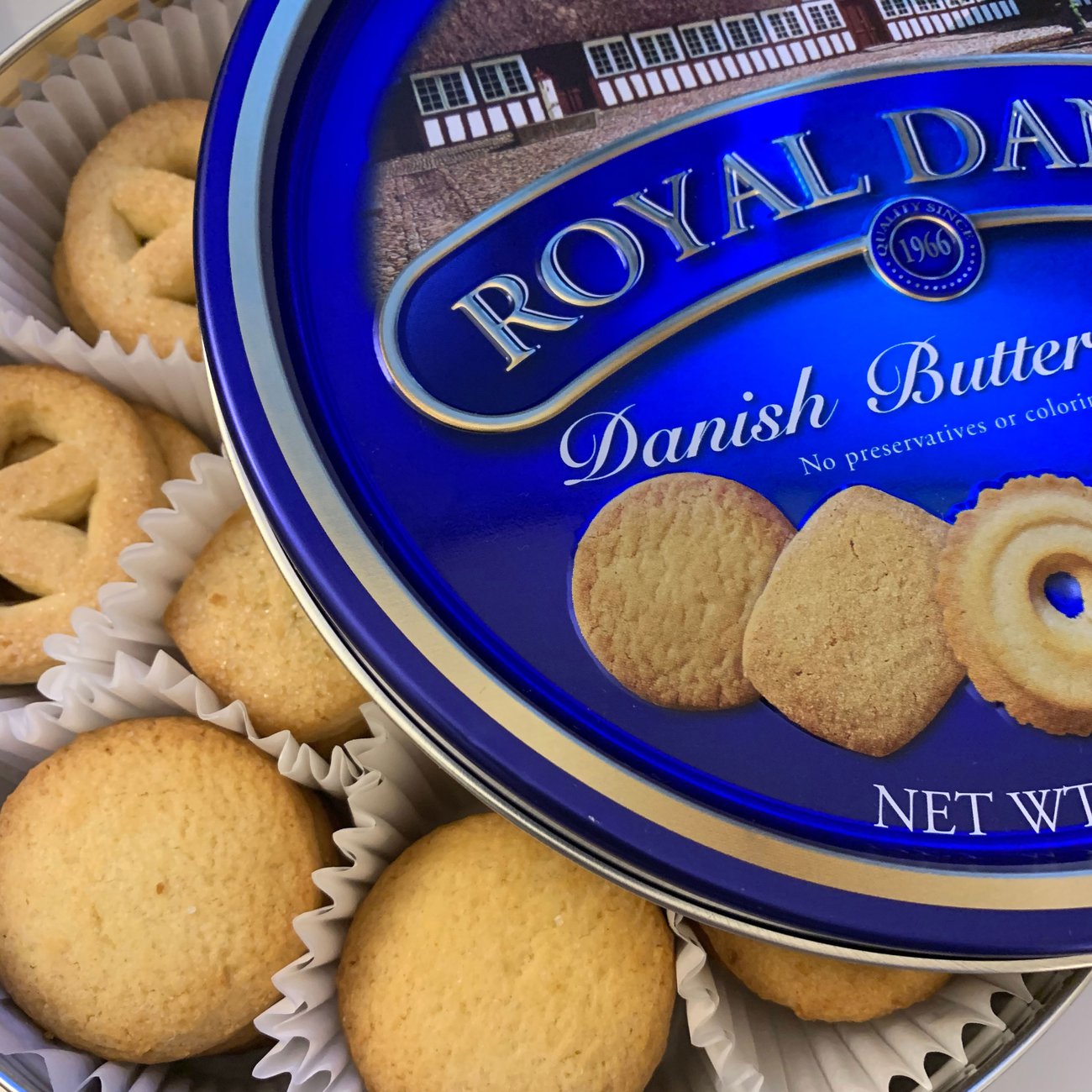 Royal Dansk's butter biscuits in a tin