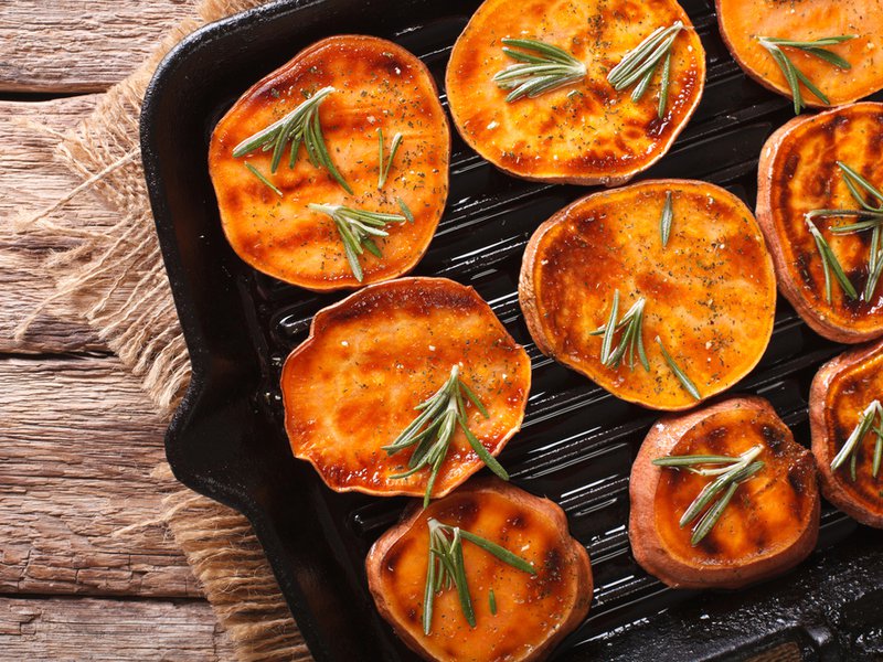 Sweet potatoes are packed with skin-aiding beta-carotene