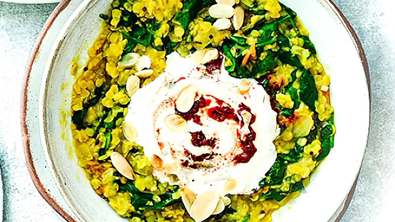 Spinach dhal with spicy Greek yoghurt